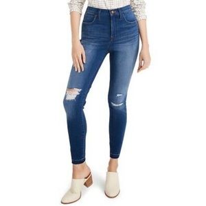 Madewell 10” High Rise Skinny Jeans Released Hem Distressed Size 30 Women’s Blue
